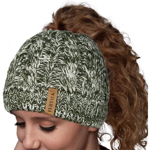 Skullies & Beanies Women Hat Knit Skull Beanie Winter Outdoor Runner Messy Bun Ponytail Cap - 15-mix Green - CW18M070DOA $13.97