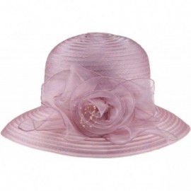 Sun Hats Women's Organza Wide Brim Floral Ribbon Kentucky Derby Church Dress Sun Hat - 3 Style-light Purple - C8184UT6WAG $18.54