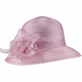 Sun Hats Women's Organza Wide Brim Floral Ribbon Kentucky Derby Church Dress Sun Hat - 3 Style-light Purple - C8184UT6WAG $18.54