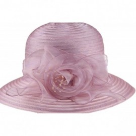 Sun Hats Women's Organza Wide Brim Floral Ribbon Kentucky Derby Church Dress Sun Hat - 3 Style-light Purple - C8184UT6WAG $18.54