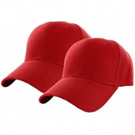 Baseball Caps Plain Adjustable Baseball Cap Classic Adjustable Hat Men Women Unisex Ballcap 6 Panels - Red/Pack 2 - C4192WNMI...