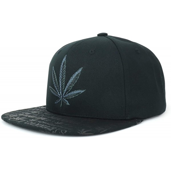 Baseball Caps Rasta Marijuana Leaf Weed 3D Embroidered Flat Bill Snapback Cap - Black Black - C318DU7WE7W $21.19