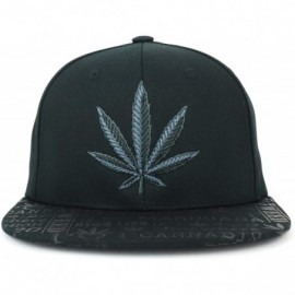 Baseball Caps Rasta Marijuana Leaf Weed 3D Embroidered Flat Bill Snapback Cap - Black Black - C318DU7WE7W $21.19