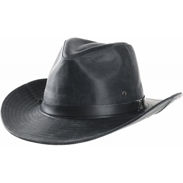 Fedoras Faux Leather Indiana Jones Hat Outback Hat Fedora CD8859 - Grey - CP1880URTA3 $34.70