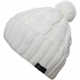 Skullies & Beanies Classic Cable Wool Knitted Winter Ski Beanie Hat - Off-white - CA11K426SY3 $20.56