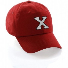 Baseball Caps Customized Letter Intial Baseball Hat A to Z Team Colors- Red Cap Black White - Letter X - C518NMYWIE2 $12.57