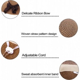 Sun Hats Straw Hat Women's Wide Brim Summer Beach Sun Hat w/Bowtie Ribbon - Brown - CL18EXNCE2E $21.48