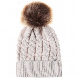 Skullies & Beanies Family Matching Mom Baby Knitting Wool Hemming Hat Keep Warm Winter Ball Hat Cap - ❤khaki❤ - CI18IQ9YZNT $...