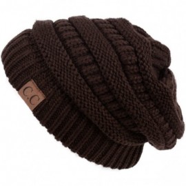 Skullies & Beanies Thick Slouchy Knit Unisex Beanie Cap Hat-One Size-Brown - C911PUAXBKR $13.09