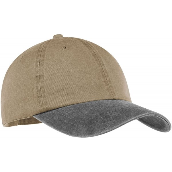 Baseball Caps Port & Company Men's Two Tone Pigment Dyed Cap - Khaki/Charcoal - CW11QDRWK4Z $7.53