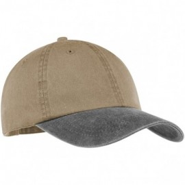 Baseball Caps Port & Company Men's Two Tone Pigment Dyed Cap - Khaki/Charcoal - CW11QDRWK4Z $7.53