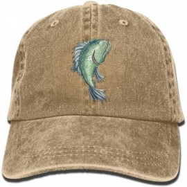Skullies & Beanies Ugly and Ferocious Fish Denim Baseball Caps Hat Adjustable Cotton Sport Strap Cap for Men Women - Natural ...