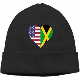 Skullies & Beanies Men's&Women's Half Jamaica Flag Half USA Flag Love Heart Soft Skull Cap - Black - CA18H4QISY0 $12.76