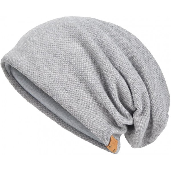 Skullies & Beanies Men's Cool Cotton Beanie Slouch Skull Cap Long Baggy Hip-hop Winter Summer Hat - Hoary - C212NB7KLSY $13.53