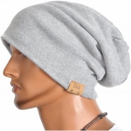 Skullies & Beanies Men's Cool Cotton Beanie Slouch Skull Cap Long Baggy Hip-hop Winter Summer Hat - Hoary - C212NB7KLSY $13.53