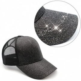 Baseball Caps Ponytail High Buns Ponycaps Baseball Adjustable - 2 Pack Black+glitter Black - C218KD86WLY $13.98