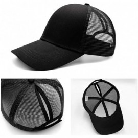 Baseball Caps Ponytail High Buns Ponycaps Baseball Adjustable - 2 Pack Black+glitter Black - C218KD86WLY $13.98