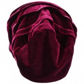 Headbands Women Underscarf Cap Hijab Bonnet Muslim Full Cover Hijab with Diamond - Red Wine - CQ18G4ZGSLY $8.06