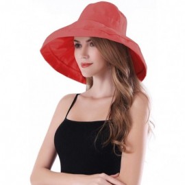 Sun Hats Women Wide Brim Sun Hats Foldable UPF 50+ Sun Protective Bucket Hat - Red - CV194ESKR6H $15.76