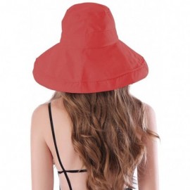 Sun Hats Women Wide Brim Sun Hats Foldable UPF 50+ Sun Protective Bucket Hat - Red - CV194ESKR6H $15.76