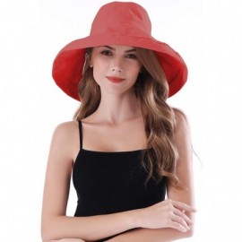 Sun Hats Women Wide Brim Sun Hats Foldable UPF 50+ Sun Protective Bucket Hat - Red - CV194ESKR6H $15.76