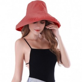 Sun Hats Women Wide Brim Sun Hats Foldable UPF 50+ Sun Protective Bucket Hat - Red - CV194ESKR6H $15.76