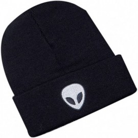 Skullies & Beanies Women's Winter Wool Cap Hip hop Knitting Skull hat - Alien Black - CX12O1JDCQK $10.04