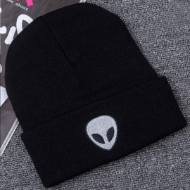 Skullies & Beanies Women's Winter Wool Cap Hip hop Knitting Skull hat - Alien Black - CX12O1JDCQK $10.04