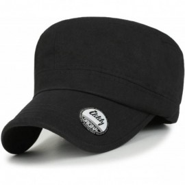 Baseball Caps Military Vintage Biker Cotton Cadet Cap Stretch Flex Back - Black - CI18YEKNZ3T $20.46