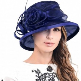 Sun Hats Lady Kentucky Derby Dress Church Wedding Party Hat Drown Brim S043 - Navy - CR12D9O70SF $28.59