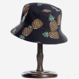 Bucket Hats Unisex Print Bucket Hat Cute Sun Hat Summer Packable Reversible Fisherman Cap - Pineapple Black - C8194YEM0CW $9.88
