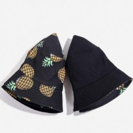 Bucket Hats Unisex Print Bucket Hat Cute Sun Hat Summer Packable Reversible Fisherman Cap - Pineapple Black - C8194YEM0CW $9.88