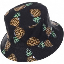 Bucket Hats Unisex Print Bucket Hat Cute Sun Hat Summer Packable Reversible Fisherman Cap - Pineapple Black - C8194YEM0CW $9.88