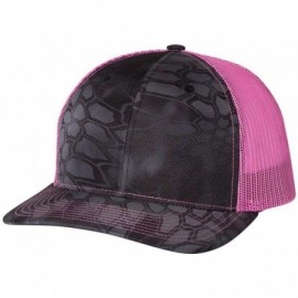 Baseball Caps Richardson Unisex 112 Trucker Adjustable Snapback Baseball Cap - Kryptek Typhon/ Neon Pink - C118HE8QALS $10.84