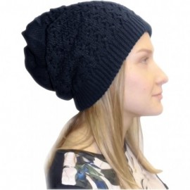 Skullies & Beanies Womens Knit Thick Warm Slouch Beanie Ski Hat Cap - Navy - CG11QLNOZ2V $64.89