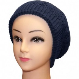 Skullies & Beanies Womens Knit Thick Warm Slouch Beanie Ski Hat Cap - Navy - CG11QLNOZ2V $29.49