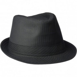 Fedoras Men's Poly/Cotton Stripe Stingy Brim Fedora - Black - CO113EZBR7P $21.40