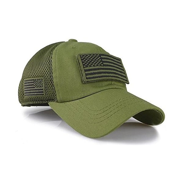 Baseball Caps US Patch Adjustable Plain Trucker Baseball Cap Hats (Multi-Colors) - Olive Green - C418D6K9Y2E $10.47