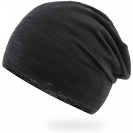 Skullies & Beanies Men's Breathable Thin Cotton Yarn Fabric Slouch Comfort Daily Skull Beanie Stretch Fit Hat Cap - Black - C...