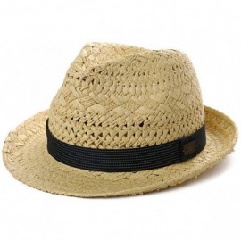 Fedoras Fedora Straw Fashion Sun Hat Packable Summer Panama Beach Hat Men Women 56-62CM - 00723_beige4 - C418TO50KQ6 $40.58