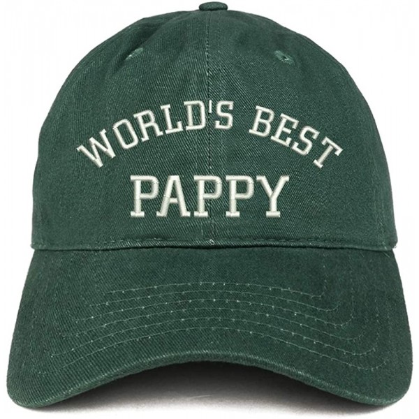 Baseball Caps World's Best Pappy Embroidered Soft Crown 100% Brushed Cotton Cap - Hunter - CV18STGLME2 $21.94