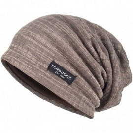 Skullies & Beanies Men Slouch Hollow Beanie Thin Summer Cap Skullcap - Stripe Brown - CH18346I59S $11.47