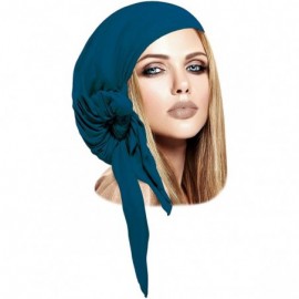 Headbands Pre-Tied Headscarf Versatile Long Ties Bandana Tichel Headwear Turban Wrap Soft Cotton - Teal - CD11WH8L42D $22.80