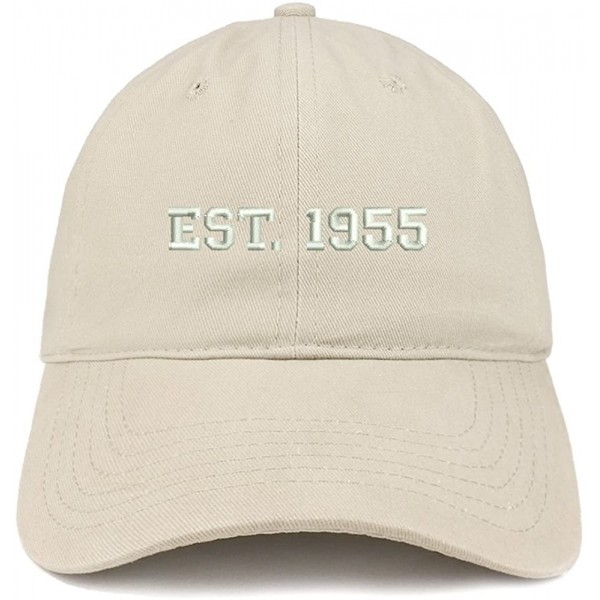 Baseball Caps EST 1955 Embroidered - 65th Birthday Gift Soft Cotton Baseball Cap - Stone - CI182XMSEYK $20.76