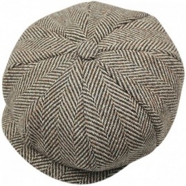 Newsboy Caps Unisex Mens Women Snap Brim Beret Newsboy Cap Tweed Winter Warm Cabbie Ivy Hat - Black&khaki - CQ12N0C1PVQ $11.78