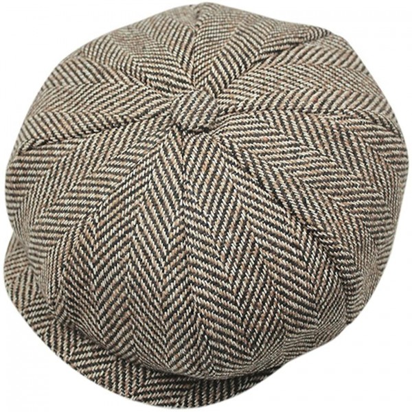 Newsboy Caps Unisex Mens Women Snap Brim Beret Newsboy Cap Tweed Winter Warm Cabbie Ivy Hat - Black&khaki - CQ12N0C1PVQ $11.78