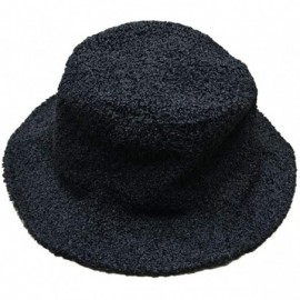 Bucket Hats Women's Polar Fleece Plush Winter Floppy Sun Bucket Hat - Black - CV18KS7HKL8 $26.41