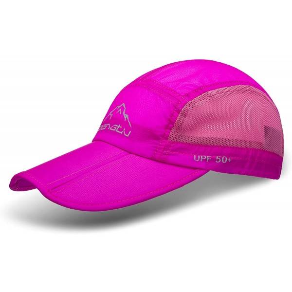 Sun Hats UPF50+ Protect Sun Hat Unisex Outdoor Quick Dry Collapsible Portable Cap - B-rose Red - C0182MS6YMM $11.75