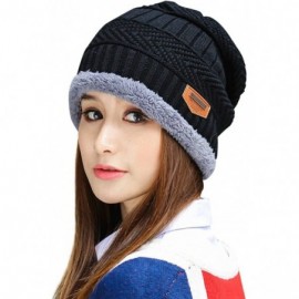 Bucket Hats Womens Slouchy Beanie Winter Hat Knit Warm Snow Ski Skull Outdoor Cap - Beanie (Black) - C212NRYKTW7 $21.04