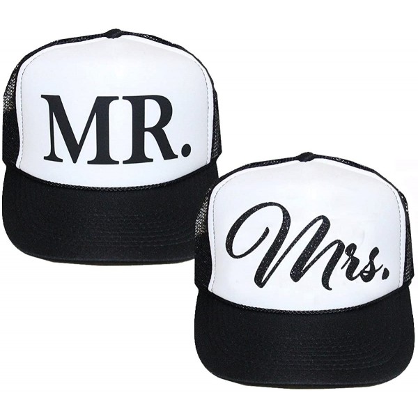 Baseball Caps Mr. and Mrs. Trucker Hat Set Black- White - C917XXI7Y80 $26.98